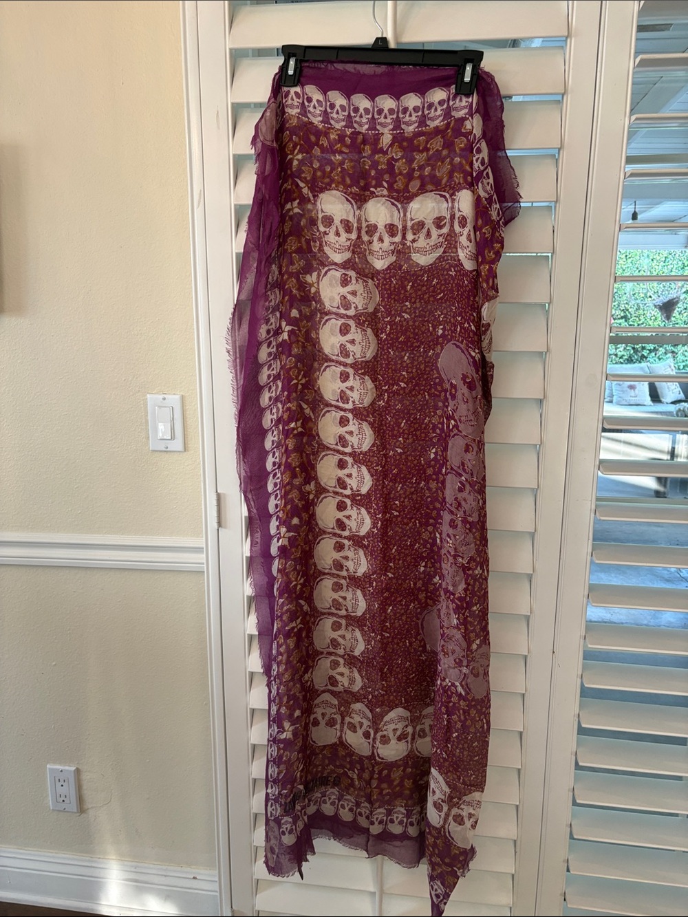 Zadig & Voltaire Purple Skull Motif Sheer Scarf